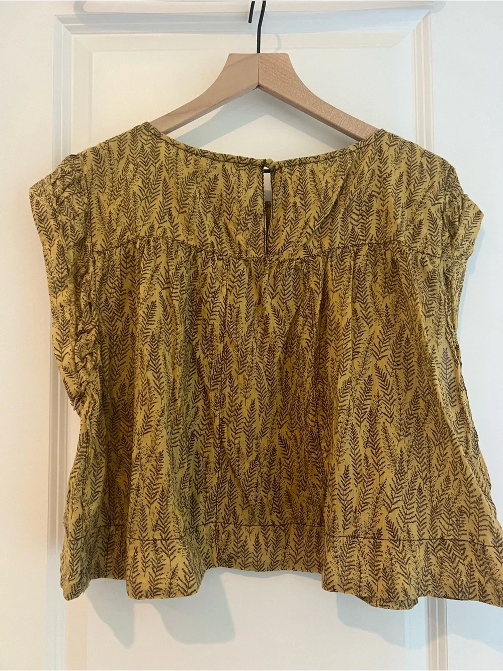 Anthropologie Brown Floral Tie-Front Blouse